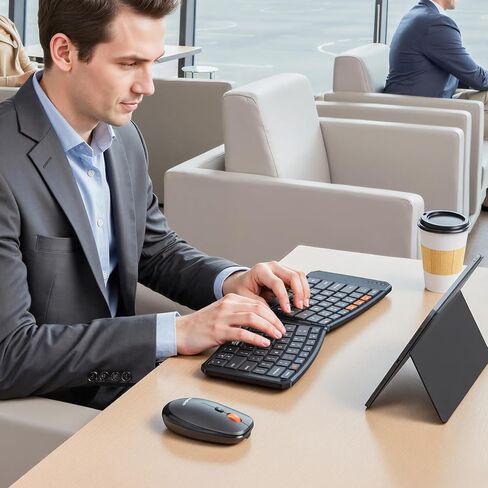 MEETION Ergonomic Foldable Keyboard and Mouse, Portable Bluetooth Keyboard and Mouse for Business Travel, Ultra-Thin Folding Wireless Keyboard Mouse for Windows/Mac/iOS/Andriod, C9880 in Kuwait