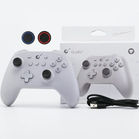 وحدة تحكم GuliKit KK3 للكمبيوتر الشخصي، Switch 2، وحدة تحكم لاسلكية Gulikit KK3 مع عصا التحكم TMR ومشغلات تناظرية لتأثير Hall، 23 ساعة تشغيل، 6 محاور جيروسكوبية، متوافق مع Windows/Switch/Steam Deck/Android/iOS in Kuwait
