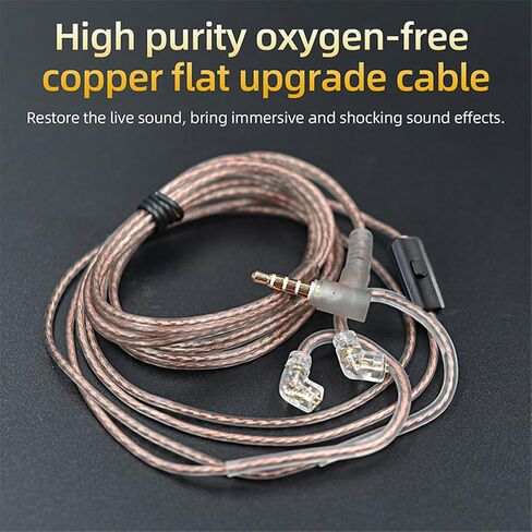 KZ ZS10 Pro Cable with Mic Oxygen-Free Copper 2Pin 0.75mm Upgraded IEM Cable with 3.5mm Plug for KZ EDX Pro ZAS ASX ZSX TRN ST2 CS4 Earphones(C Pin,with Mic) in Saudi Arabia