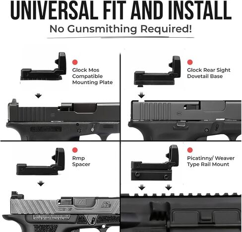 RMT S2 5 MOA مجموعة رؤية منعكسة بنقطة سوداء قابلة للطي لسكة Picatinny مقاس 20 مم - قاعدة تثبيت Glock، تتضمن وظيفة توفير الطاقة، وظيفة الاتصال بالتمرين (أسود) in Saudi Arabia