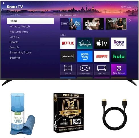 Roku 55 Inch Class Pro Series 4K QLED Mini-LED Smart TV with HDR, Voice Remote, Wi-Fi 6, Dolby Vision, 12 Month CPS Warranty, HDMI Cable and Screen Cleaner for Home Entertainment Streaming (55 inch) in Saudi Arabia