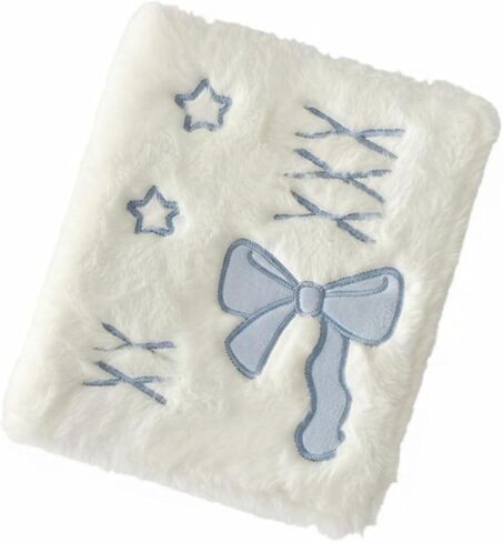 A6 Cartoon Plush Photocard Album Photo Card Holder Cute Photocard Binder Cover for Korean Idols Lovers Birthday Women, White and Blue in Saudi Arabia