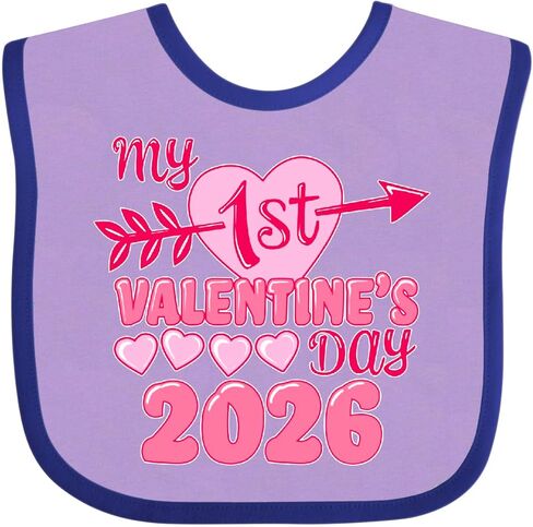 inktastic My First Valentine 2026- Heart and Arrow Baby Bib in Saudi Arabia