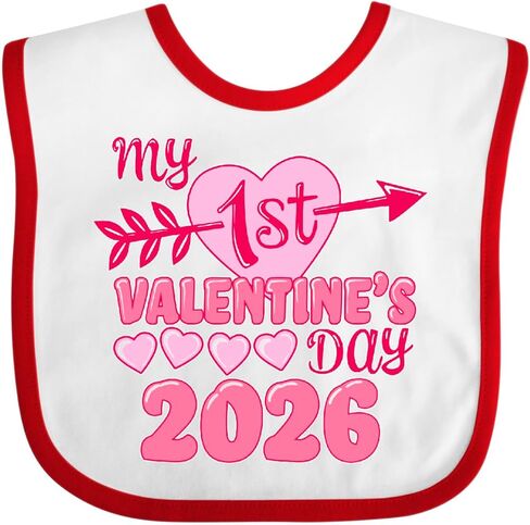 inktastic My First Valentine 2026- Heart and Arrow Baby Bib in Saudi Arabia