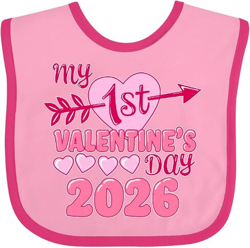 inktastic My First Valentine 2026- Heart and Arrow Baby Bib in Saudi Arabia