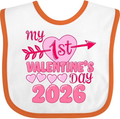 inktastic My First Valentine 2026- Heart and Arrow Baby Bib in Saudi Arabia