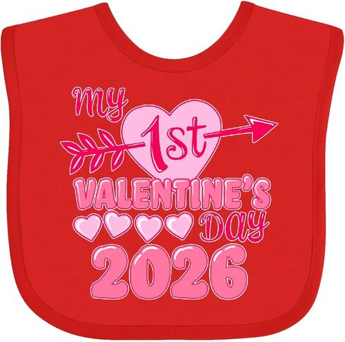 inktastic My First Valentine 2026- Heart and Arrow Baby Bib in Saudi Arabia