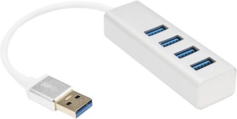 Rocstor Premium Portable 4 Port SuperSpeed ​​Mini USB 3.0 Hub - الألومنيوم الفضي - USB - خارجي - 4 منافذ USB أنثى - 4 منافذ USB 3.0 - الكمبيوتر الشخصي، Mac - 6 بوصة Mini Hub مع كابل SuperSpeed ​​مدمج 5 جيجابت في الثانية - U in Saudi Arabia