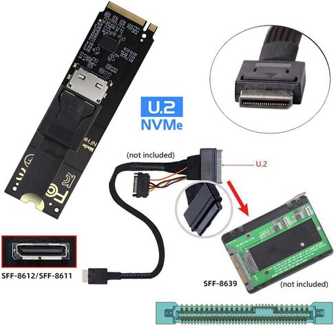 xiwai 2280 M.2 M-Key NVME PCI-E4.0 إلى SFF-8612 SFF-8611 محول مضيف Oculink مع جهاز إعادة التشغيل الخطي لـ U.2 SSD eGPU عبر أطوال الكابلات الطويلة in Kuwait