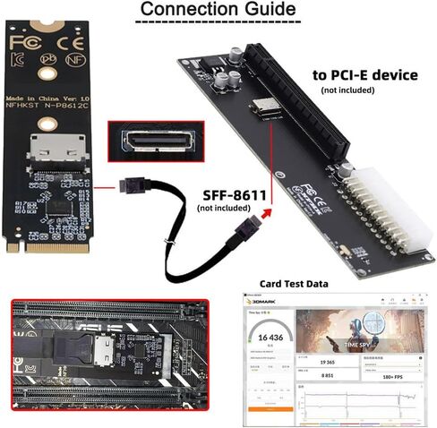 xiwai 2280 M.2 M-Key NVME PCI-E4.0 إلى SFF-8612 SFF-8611 محول مضيف Oculink مع جهاز إعادة التشغيل الخطي لـ U.2 SSD eGPU عبر أطوال الكابلات الطويلة in Kuwait