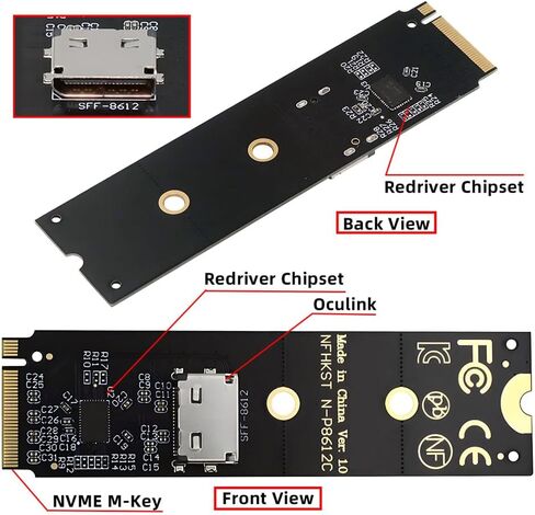 xiwai 2280 M.2 M-Key NVME PCI-E4.0 إلى SFF-8612 SFF-8611 محول مضيف Oculink مع جهاز إعادة التشغيل الخطي لـ U.2 SSD eGPU عبر أطوال الكابلات الطويلة in Kuwait