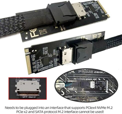xiwai 2280 M.2 M-Key NVME PCI-E4.0 إلى SFF-8612 SFF-8611 محول مضيف Oculink مع جهاز إعادة التشغيل الخطي لـ U.2 SSD eGPU عبر أطوال الكابلات الطويلة in Kuwait