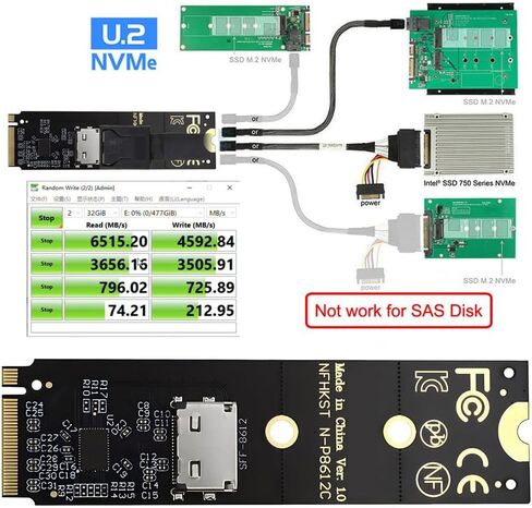 xiwai 2280 M.2 M-Key NVME PCI-E4.0 إلى SFF-8612 SFF-8611 محول مضيف Oculink مع جهاز إعادة التشغيل الخطي لـ U.2 SSD eGPU عبر أطوال الكابلات الطويلة in Kuwait