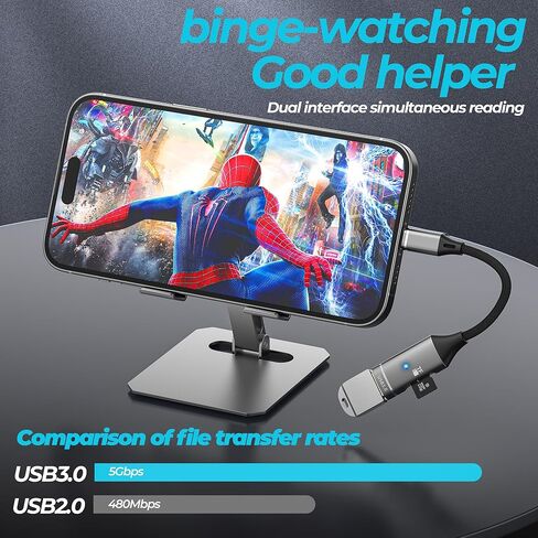 محول Lightning إلى USB (2 في 1) محول لهاتف Iphone 14 13 12 11 Pro Max قارئ بطاقات Micro SD لكابل شهادة Apple MFi وكاميرا رقمية لمحرك أقراص فلاش Ipad OTG 3.0 إلى سلك نقل TF الإضاءة in Kuwait