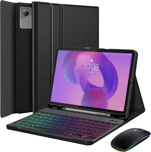 Keyboard Case for Lenovo Idea Tab 11 Inch 2025 / Tab M11 11 inch 2024, LED Bluetooth 2.4G Mouse, 7 Color Rainbow Backlight Detachable Bluetooth Keyboard Cover in Saudi Arabia