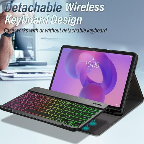 Keyboard Case for Lenovo Idea Tab 11 Inch 2025 / Tab M11 11 inch 2024, LED Bluetooth 2.4G Mouse, 7 Color Rainbow Backlight Detachable Bluetooth Keyboard Cover in Saudi Arabia