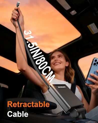 【2026 Ultra-Slim】SUPERONE Retractable Car Charger, USB-C Car Charger, 63W Fast Charging Car Phone Charger with Type C Cable, Car Accessories Adapter for iPhone 17/16/15/14/13, Samsung, iPad, RV Truck in Saudi Arabia