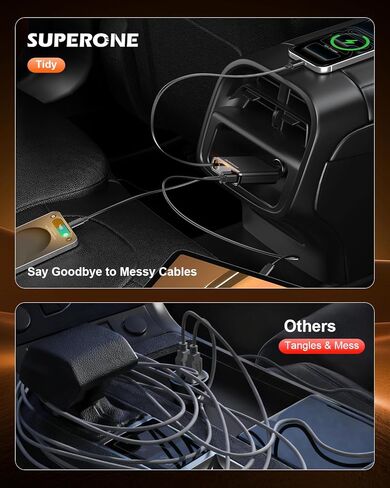 【2026 Ultra-Slim】SUPERONE Retractable Car Charger, USB-C Car Charger, 63W Fast Charging Car Phone Charger with Type C Cable, Car Accessories Adapter for iPhone 17/16/15/14/13, Samsung, iPad, RV Truck in Saudi Arabia