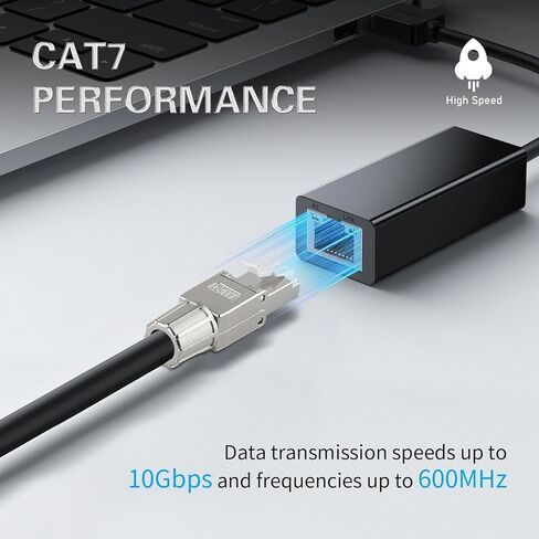 موصلات خالية من الأدوات Cat7 RJ45، مقابس إنهاء إيثرنت محمية بسبائك الزنك لكابل شبكة 22 إلى 24 AWG، سهلة التركيب، عبوتان in Kuwait