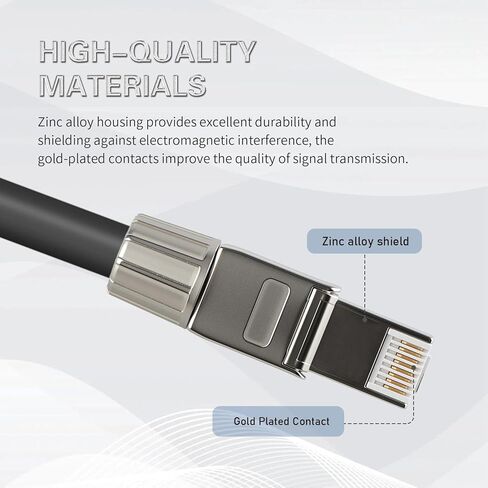 موصلات خالية من الأدوات Cat7 RJ45، مقابس إنهاء إيثرنت محمية بسبائك الزنك لكابل شبكة 22 إلى 24 AWG، سهلة التركيب، عبوتان in Kuwait