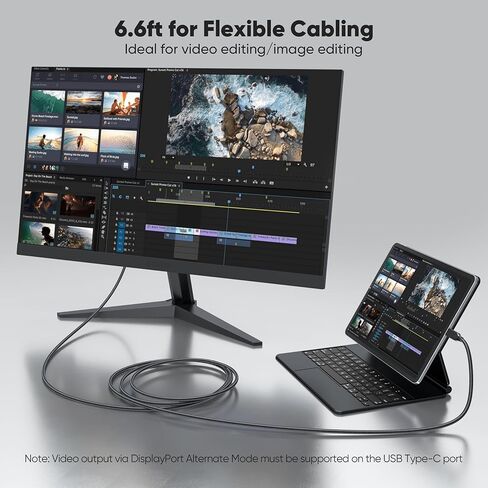 USB C to Displayport Cable 6Ft, DP 1.4 with 8K@60Hz 4K@120Hz 2K@240Hz 1080P@280Hz, USBC (Thunderbolt 3/4/5) to Display Port 32.4Gbps Cord for Laptop MacBook Air/Pro Computer iPhone 17 iPad to Monitor in Saudi Arabia