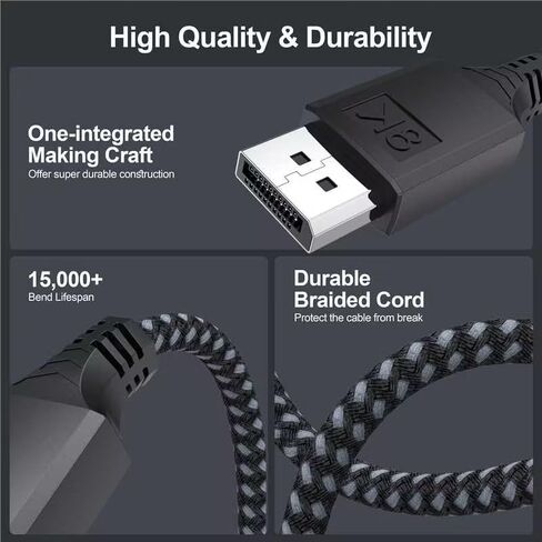 USB C to Displayport Cable 6Ft, DP 1.4 with 8K@60Hz 4K@120Hz 2K@240Hz 1080P@280Hz, USBC (Thunderbolt 3/4/5) to Display Port 32.4Gbps Cord for Laptop MacBook Air/Pro Computer iPhone 17 iPad to Monitor in Saudi Arabia