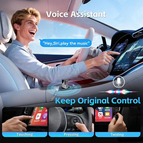 محول CarPlay اللاسلكي لهاتف iPhone - سلكي إلى CarPlay اللاسلكي، التوصيل والتشغيل، اتصال سريع ومستقر، USB صغير وزر إعادة الضبط، متوافق مع السيارات 2016+ (iOS فقط) in Kuwait