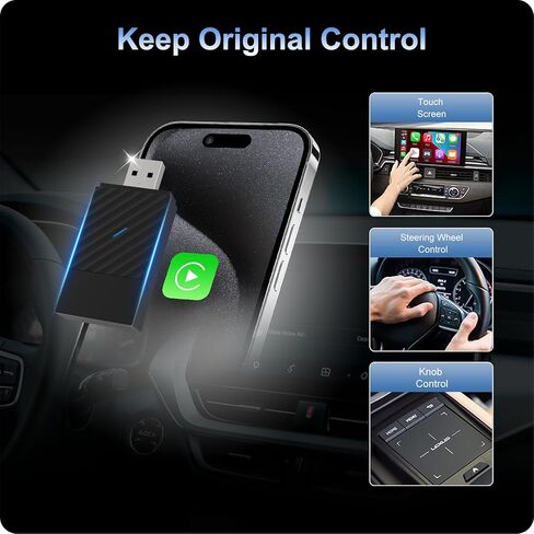 Wireless CarPlay Adapter for Apple iPhone, Convert Wired to Wireless, Plug&Play USB A/Type C Design for Cars That Built-in Wired Apple Car Play, Easy Use&Seamless Connection for iPhone iOS 10+ in Saudi Arabia