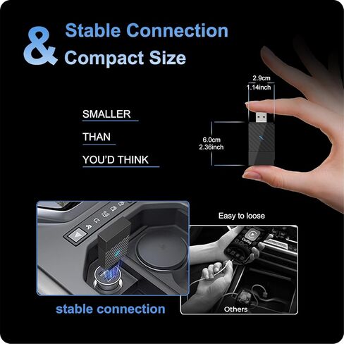 Wireless CarPlay Adapter for Apple iPhone, Convert Wired to Wireless, Plug&Play USB A/Type C Design for Cars That Built-in Wired Apple Car Play, Easy Use&Seamless Connection for iPhone iOS 10+ in Saudi Arabia