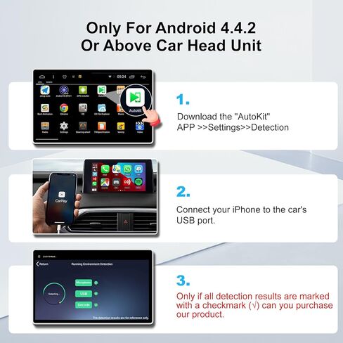 Carlinkit CCPA Wireless CarPlay & Android Auto Adapter, Only for Car with Android Head Unit 4.4.2+, 5.8GHz Dongle with Built-in APK App, Support Wireless Connect & Screen Mirroring, OTA Upgrade in Saudi Arabia