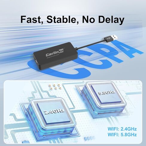 Carlinkit CCPA Wireless CarPlay & Android Auto Adapter, Only for Car with Android Head Unit 4.4.2+, 5.8GHz Dongle with Built-in APK App, Support Wireless Connect & Screen Mirroring, OTA Upgrade in Saudi Arabia