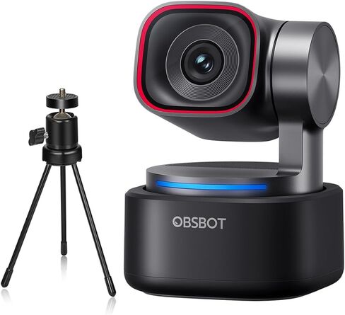 OBSBOT Tiny 3 AI-Powered Spatial Audio 4K PTZ Webcam, Tri-Mic AI Tracking 2.0 Voice Control Gesture Control 1/1.28" Sensor 4K Streaming Camera for Zoom Meeting Content Creation, W Mini Tripod in Saudi Arabia