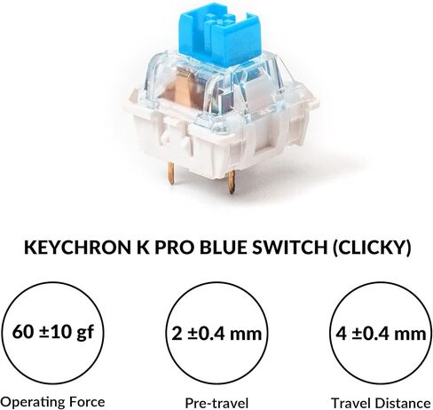 لوحة مفاتيح ميكانيكية سلكية مخصصة Keychron V2، تخطيط 65% QMK/VIA ماكرو قابل للبرمجة مع مفتاح Keychron K Pro Blue قابل للتبديل السريع متوافق مع نظام التشغيل Mac Windows Linux (أسود بلوري - شفاف) in Kuwait