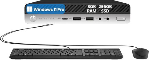 HP EliteDesk 800 G3 Mini Desktop Computer PC, Intel Core i7-6700, 8GB RAM, 256GB SSD, WiFi & Bluetooth, Keyboard and Mouse, Windows 11 Pro (Renewed) in Kuwait