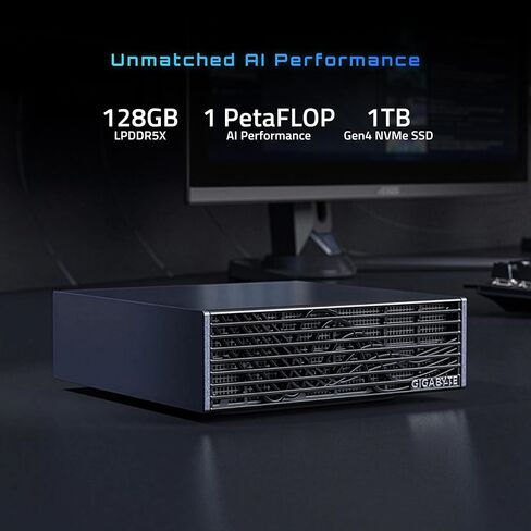 GIGABYTE AI TOP Atom Personal AI Supercomputer, Arm Cortex-X295 + Cortex A725, NVIDIA® Blackwell Architecture, 128GB LPDDR5X, 1TB PCIe 4.0 NVMe SSD, NVIDIA DGX™ OS, Black in Saudi Arabia