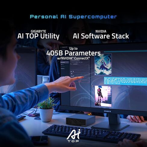 GIGABYTE AI TOP Atom Personal AI Supercomputer, Arm Cortex-X295 + Cortex A725, NVIDIA® Blackwell Architecture, 128GB LPDDR5X, 1TB PCIe 4.0 NVMe SSD, NVIDIA DGX™ OS, Black in Saudi Arabia