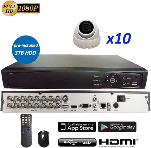 16CH 5in1 (IP, TVI, AHD, CVI, Analog CVBS) Surveillance DVR + 2MP 1080P 2.8mm Fixed Lens Dome Camera (with 2TB HDD, 16x 2MP 2.8mm Dome Camera) in Saudi Arabia