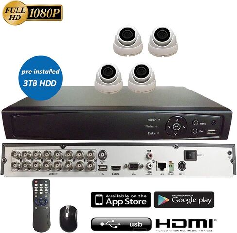 16CH 5in1 (IP, TVI, AHD, CVI, Analog CVBS) Surveillance DVR + 2MP 1080P 2.8mm Fixed Lens Dome Camera (with 2TB HDD, 16x 2MP 2.8mm Dome Camera) in Saudi Arabia