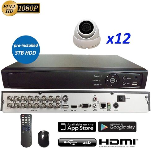 16CH 5in1 (IP, TVI, AHD, CVI, Analog CVBS) Surveillance DVR + 2MP 1080P 2.8mm Fixed Lens Dome Camera (with 2TB HDD, 16x 2MP 2.8mm Dome Camera) in Saudi Arabia