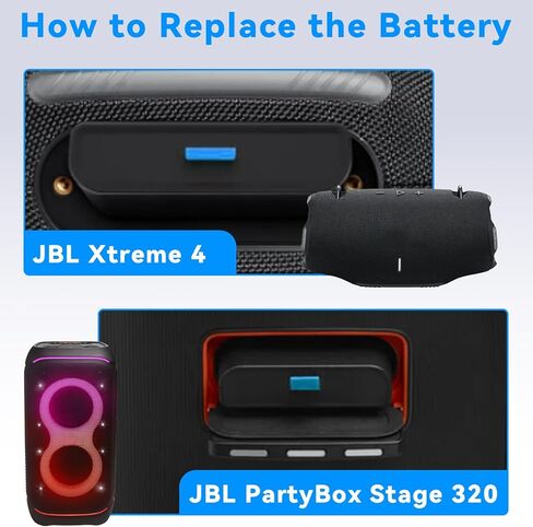 ANTIEE 2-Pack Xtreme 4 بطارية لـ JBL PartyBox Stage 320 & Xtreme 4 سماعات بلوتوث لاسلكية محمولة، بديلة لبطارية JBL 400 7.4V 74Wh 10000mAh in Kuwait