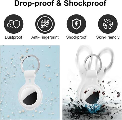 4 عبوات متوافقة مع حافظة حامل Apple AirTag لسلسلة المفاتيح وإكسسوارات السيارات السميكة والحماية الرفيعة للغاية وأجهزة تعقب GPS مع حلقة مفاتيح ناعمة من السيليكون لحمل بطاقات الهواء وتتبع الحيوانات الأليفة وحقائب الأمتعة الرئيسية للأطفال in Kuwait
