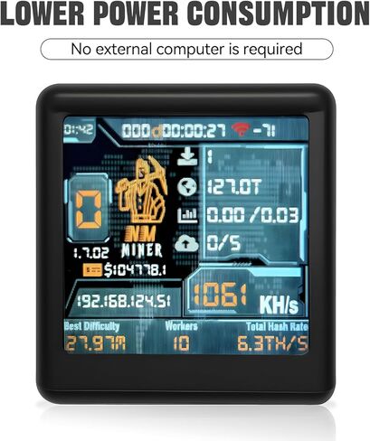Bit Coin Miner NM-TV Crypto Miner ESP32 TFT Solo Lottery Miner Touchable 1.54 inch Smart Display ESP32 Development Board Lucky Gift Small TV Desktop Clock 1060 KH/s Hashrate, 2000% Win Boost Black in Saudi Arabia