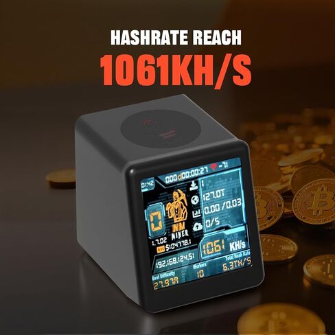 Bit Coin Miner NM-TV Crypto Miner ESP32 TFT Solo Lottery Miner Touchable 1.54 inch Smart Display ESP32 Development Board Lucky Gift Small TV Desktop Clock 1060 KH/s Hashrate, 2000% Win Boost Black in Saudi Arabia