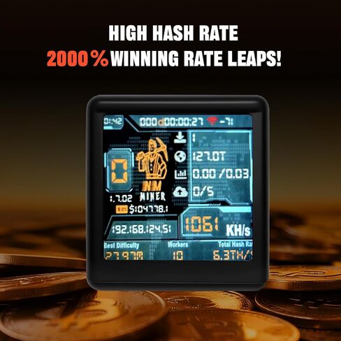 Bit Coin Miner NM-TV Crypto Miner ESP32 TFT Solo Lottery Miner Touchable 1.54 inch Smart Display ESP32 Development Board Lucky Gift Small TV Desktop Clock 1060 KH/s Hashrate, 2000% Win Boost Black in Saudi Arabia