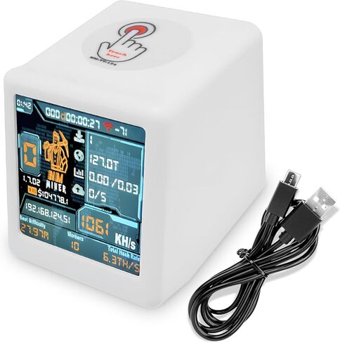 Bit Coin Miner NM-TV Crypto Miner ESP32 TFT Solo Lottery Miner Touchable 1.54 inch Smart Display ESP32 Development Board Lucky Gift Small TV Desktop Clock 1060 KH/s Hashrate, 2000% Win Boost Black in Saudi Arabia