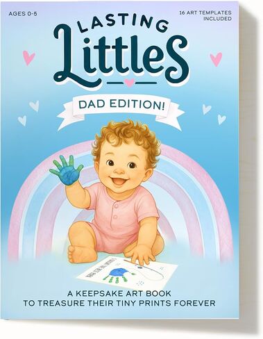 إصدار Lasting Littles Dad - كتاب تذكار لبصمة اليد وبصمة القدم للأطفال الصغار، هدايا ذات مغزى صنعتها الأيدي الصغيرة - هدية عيد الحب إلى تذكار الأب الجد - لا تتضمن أي دهانات in Saudi Arabia