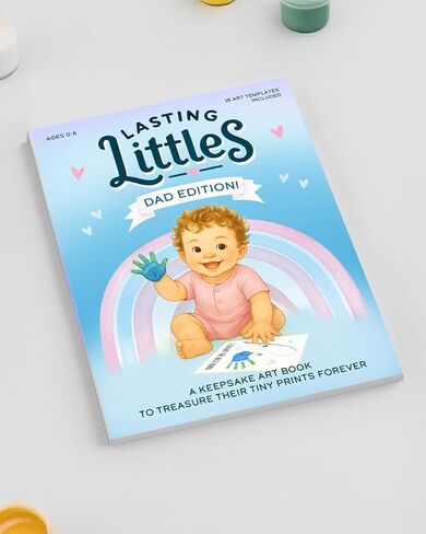 إصدار Lasting Littles Dad - كتاب تذكار لبصمة اليد وبصمة القدم للأطفال الصغار، هدايا ذات مغزى صنعتها الأيدي الصغيرة - هدية عيد الحب إلى تذكار الأب الجد - لا تتضمن أي دهانات in Saudi Arabia