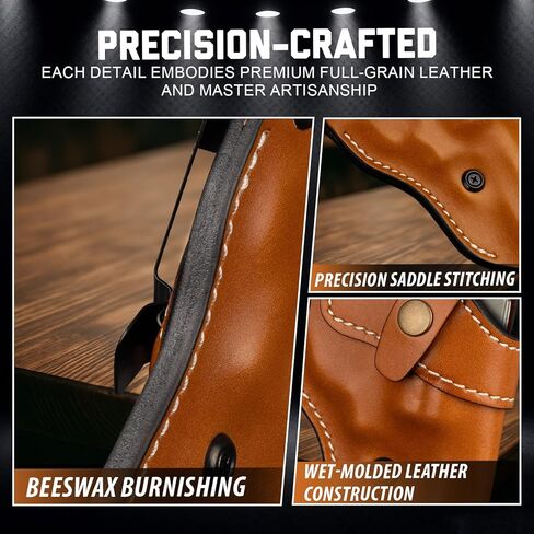 Premium OWB Leather Holster for Most .38 Special & J Frame Revolvers for Taurus 327/605/856/85/905/942, S&W Model 60, Ruger SP101, Kimber 6S, Rossi Model 68, Fit 2.5" - 3.0" Barrel, Brown, Right/Left in Saudi Arabia