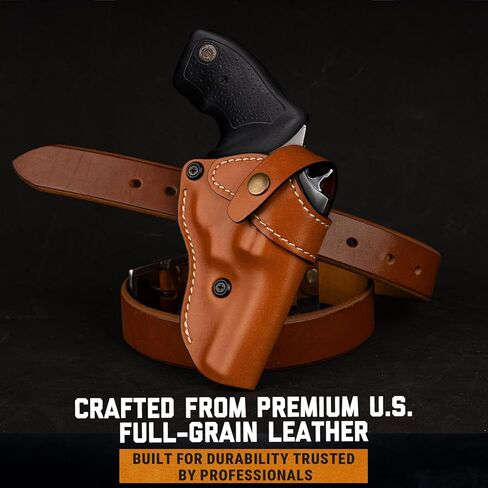 Premium OWB Leather Holster for Most .38 Special & J Frame Revolvers for Taurus 327/605/856/85/905/942, S&W Model 60, Ruger SP101, Kimber 6S, Rossi Model 68, Fit 2.5" - 3.0" Barrel, Brown, Right/Left in Saudi Arabia