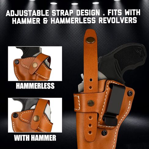 Premium OWB Leather Holster for Most .38 Special & J Frame Revolvers for Taurus 327/605/856/85/905/942, S&W Model 60, Ruger SP101, Kimber 6S, Rossi Model 68, Fit 2.5" - 3.0" Barrel, Brown, Right/Left in Saudi Arabia